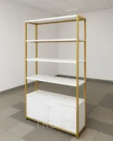 Стеллаж напольный для магазинов одежды Racks.kz, золотой/белый